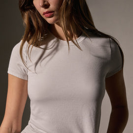 Short Sleeve Cropped Tee in Light Mist | James Perse Los Angeles