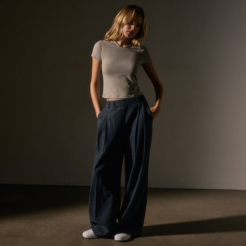 Short Sleeve Cropped Tee  in Overcast | James Perse Los Angeles