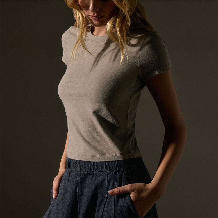 Short Sleeve Cropped Tee  in Overcast | James Perse Los Angeles