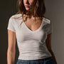 VinNeck Cropped Tee in White | James Perse Los Angeles