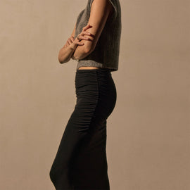 Cotton Blnd Jrsy Ruched Skirt in Black | James Perse Los Angeles