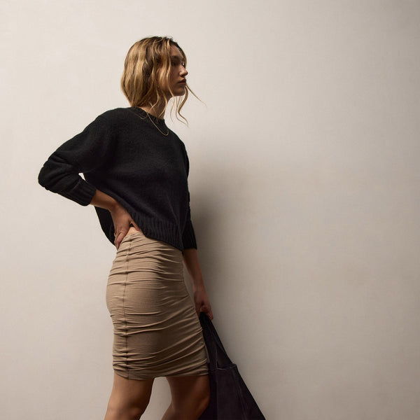 Stretch Melange Jersey Skirt in Coffee | James Perse Los Angeles