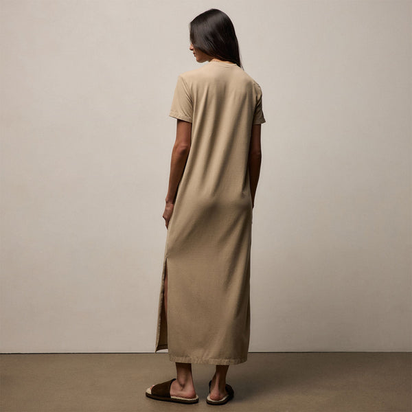 Relaxed Tee Shirt Dress in Light Khaki | James Perse Los Angeles