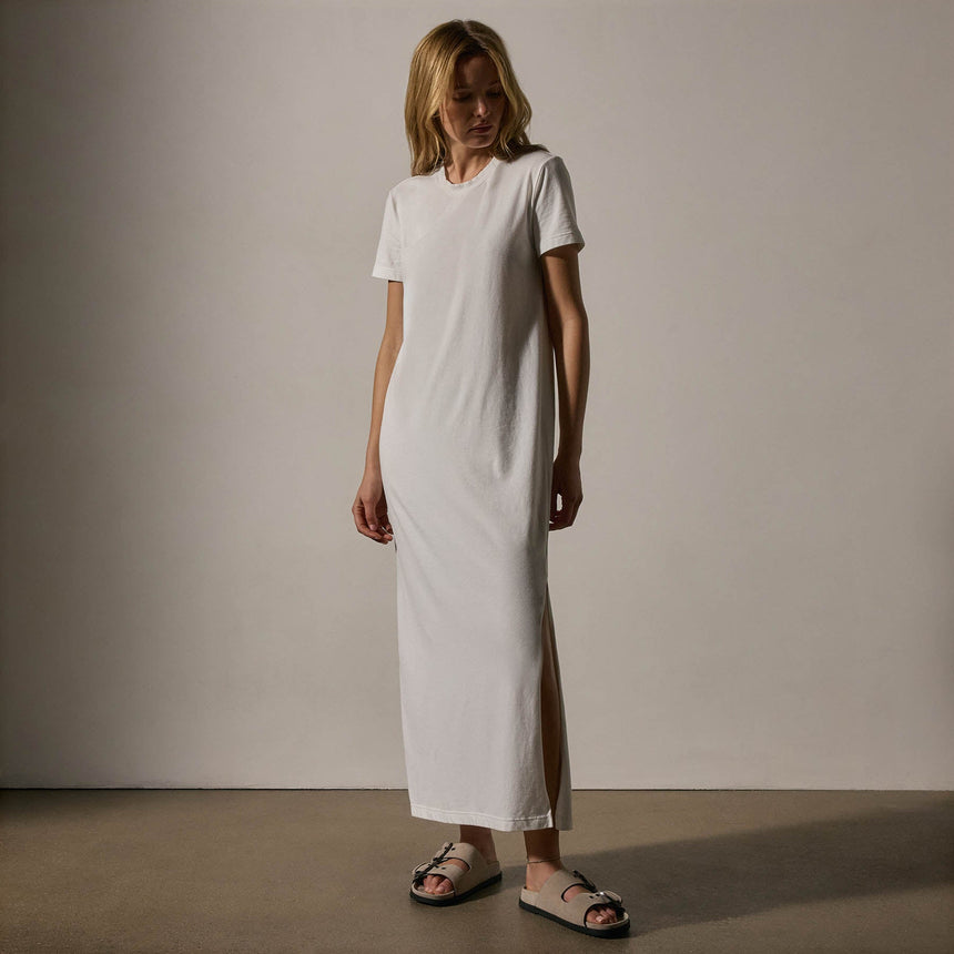 Cotton Blend Jersey Dress in White | James Perse Los Angeles