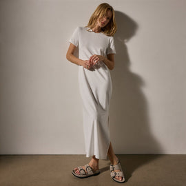 Cotton Blend Jersey Dress in White | James Perse Los Angeles