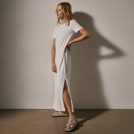 Cotton Blend Jersey Dress in White | James Perse Los Angeles