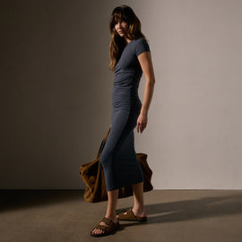 Ruched T Shirt Dress in Asphalt | James Perse Los Angeles