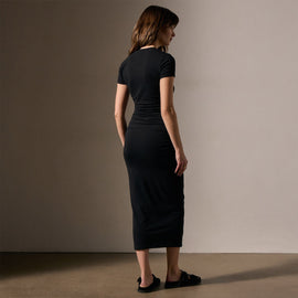 Ruched T Shirt Dress in Black | James Perse Los Angeles