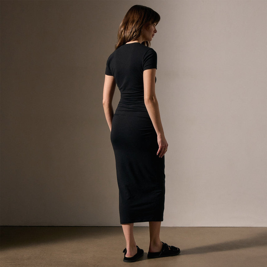 Ruched T Shirt Dress in Black | James Perse Los Angeles