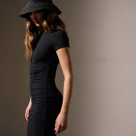 Ruched T Shirt Dress in Black | James Perse Los Angeles