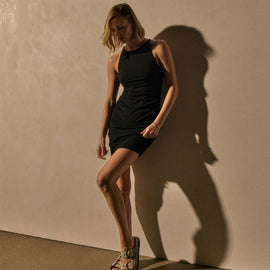Short Tank Ruched Dress in Black | James Perse Los Angeles