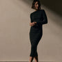 Ruched Long Sleeve Dress in Black | James Perse Los Angeles
