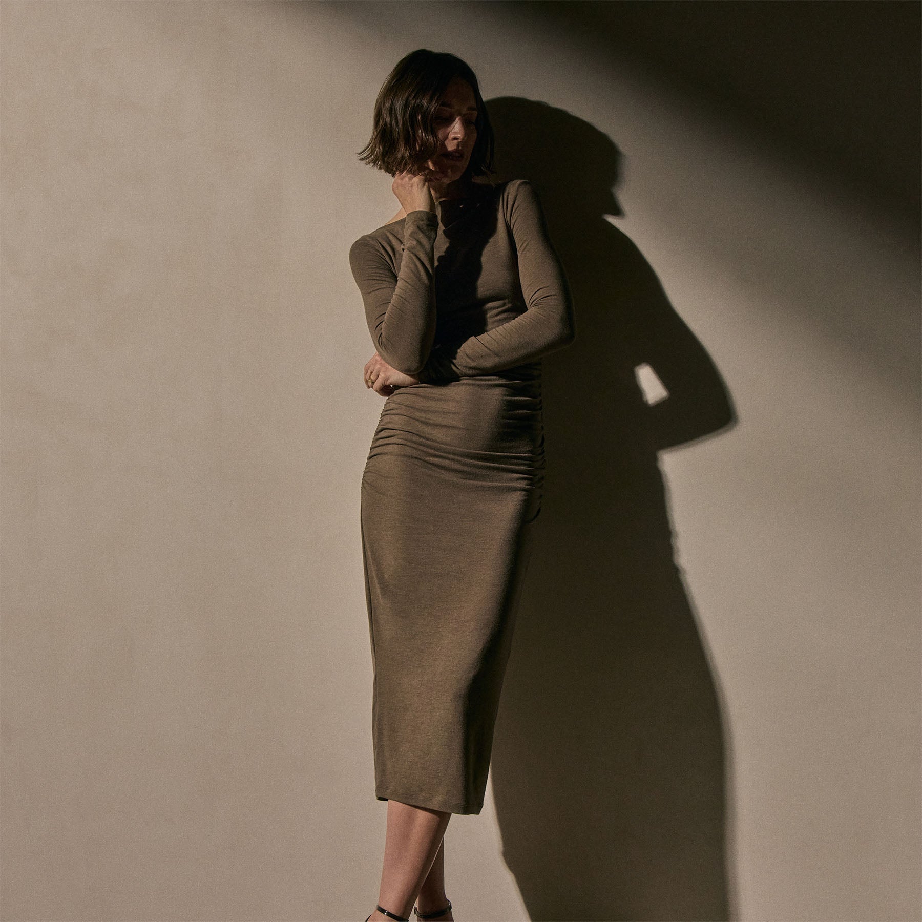James Perse Ruched Long Sleeve Dress