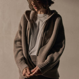 Unisex Beach Zip Sweater in Stone | James Perse Los Angeles / Womens
