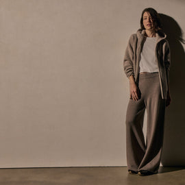 Unisex Beach Zip Sweater in Stone | James Perse Los Angeles / Womens