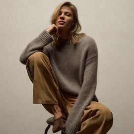 Textured Cashmere Sweater - Beige Melange