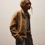 Suede Shrunken Jacket in Sand | James Perse Los Angeles