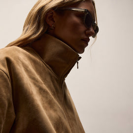 Suede Shrunken Jacket in Sand | James Perse Los Angeles
