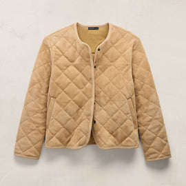 Suede Collarless Quilted Jacket in Sand | James Perse Los Angeles