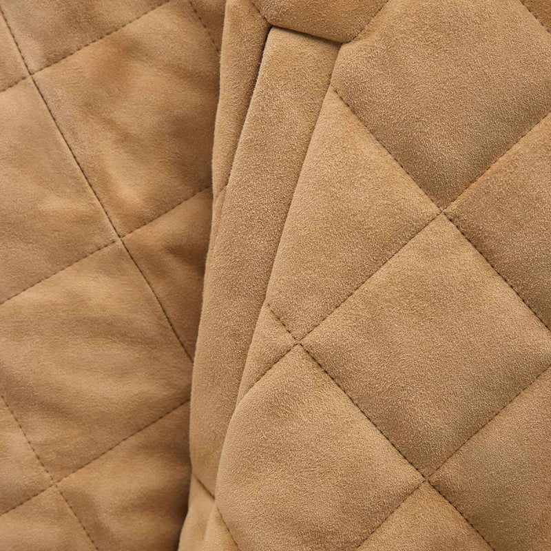 Suede Collarless Quilted Jacket in Sand | James Perse Los Angeles