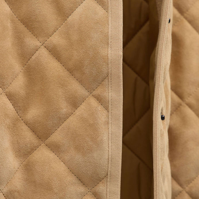 Suede Collarless Quilted Jacket in Sand | James Perse Los Angeles