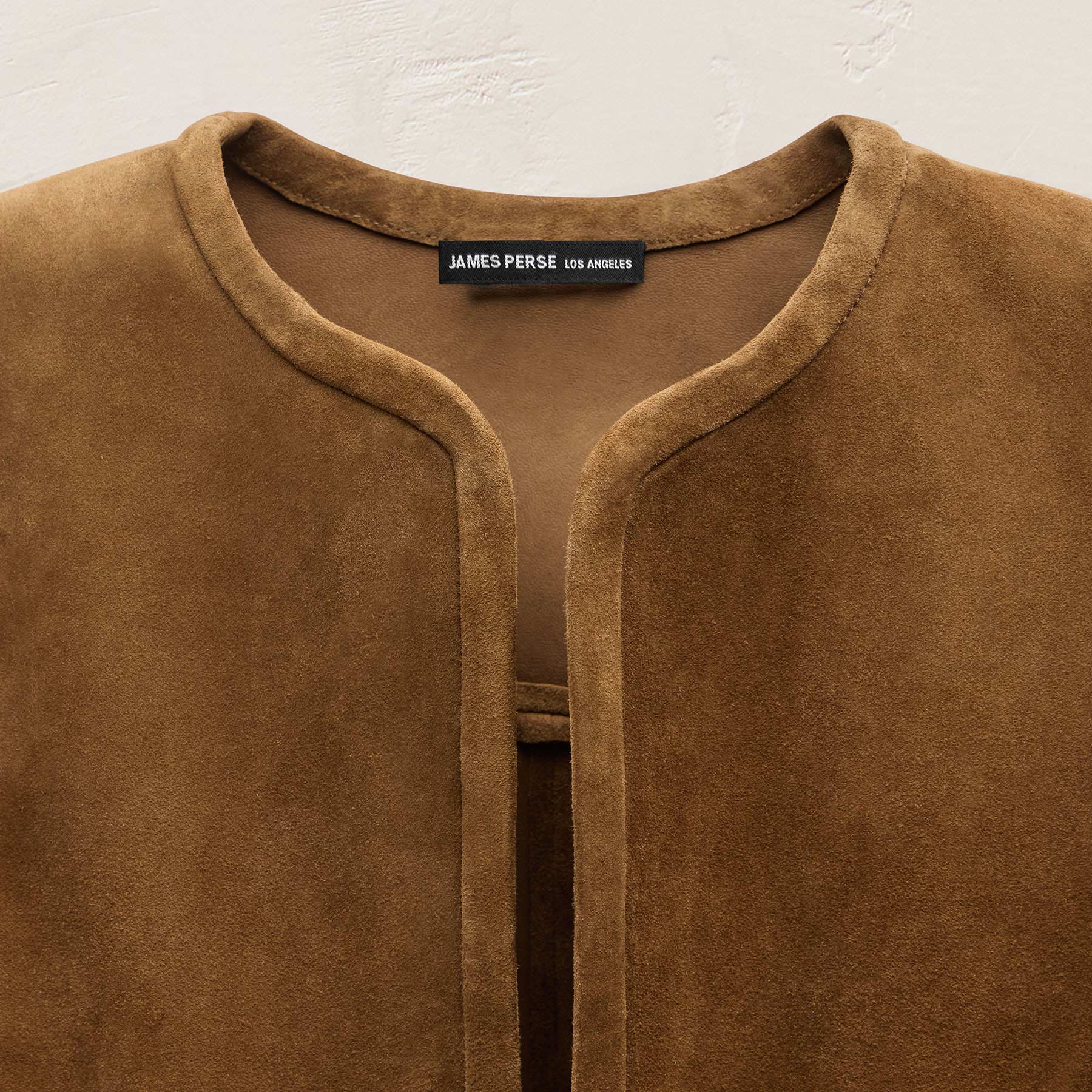 Suede Cropped Open Jacket in Tabacco | James Perse Los Angeles