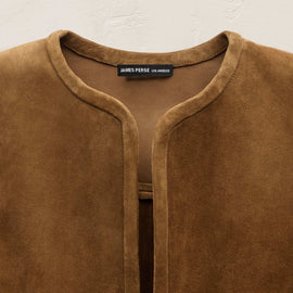 Suede Cropped Open Jacket in Tabacco | James Perse Los Angeles