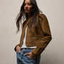 Suede Cropped Open Jacket in Tabacco | James Perse Los Angeles