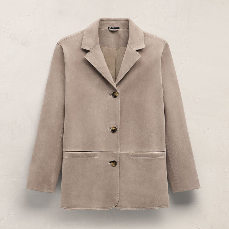 Suede Blazer in Grout | James Perse Los Angeles