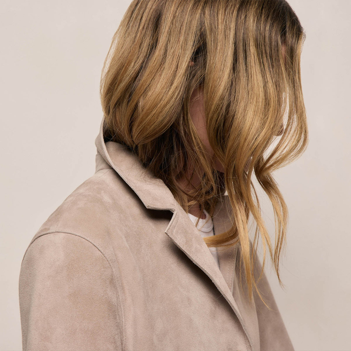 Relaxed Suede Blazer in Grout | James Perse Los Angeles