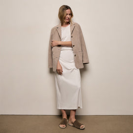 Relaxed Suede Blazer in Grout | James Perse Los Angeles