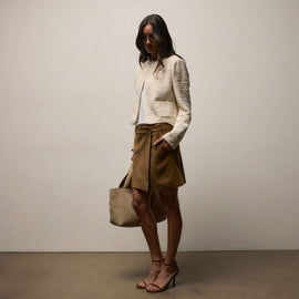 Wrap Front Suede Mini Skirt in Tabacco | James Perse Los Angeles