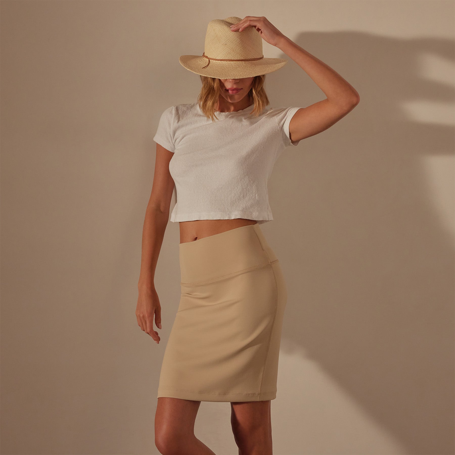 Nylon Knit Tube Skirt in Sand Dune | James Perse Los Angeles