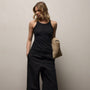 Ribbed High Neck Cami in Black | James Perse Los Angeles