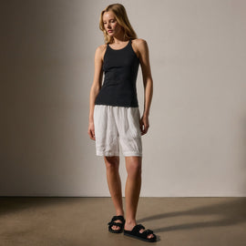 Ribbed High Neck Cami in Black | James Perse Los Angeles