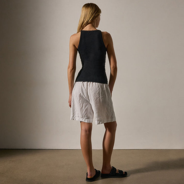 Ribbed High Neck Cami in Black | James Perse Los Angeles