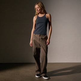 Ribbed High Neck Cami  in Blue Noir Pigment | James Perse Los Angeles