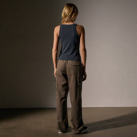 Ribbed High Neck Cami  in Blue Noir Pigment | James Perse Los Angeles