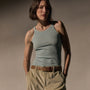 Ribbed High Neck Cami in Fresco Pigment | James Perse Los Angeles