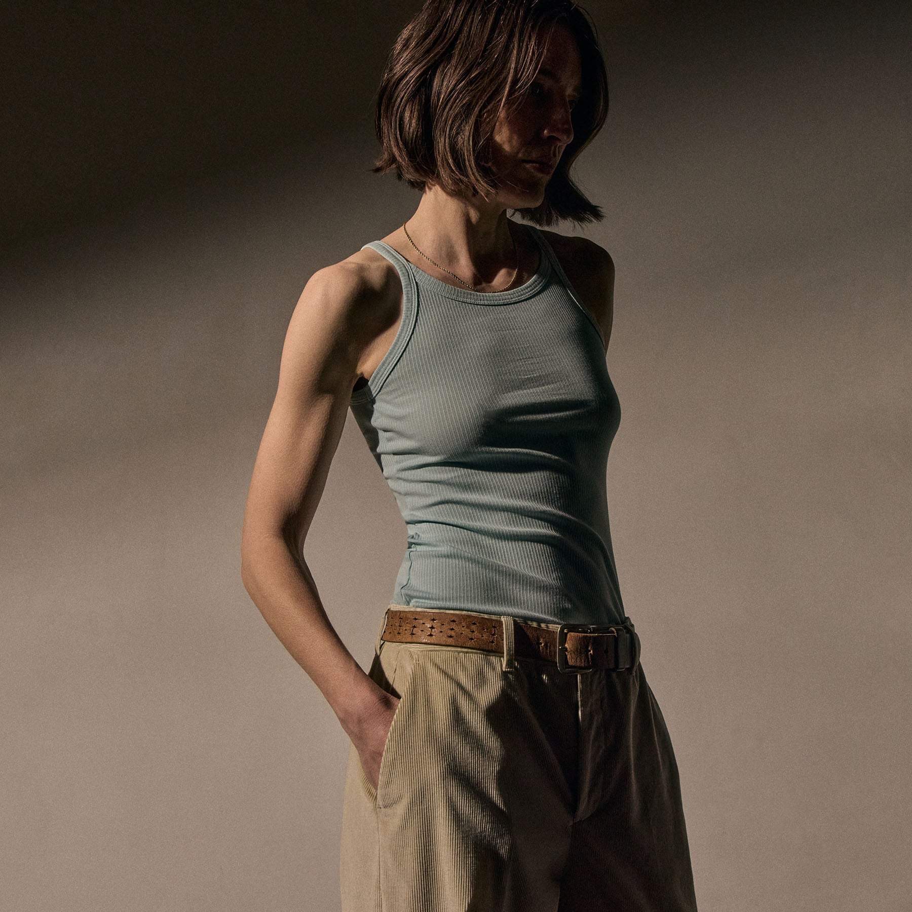 Ribbed High Neck Cami