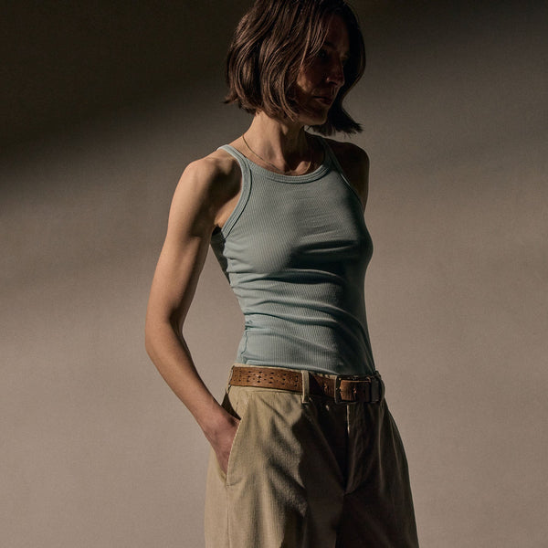 Ribbed High Neck Cami in Fresco Pigment | James Perse Los Angeles