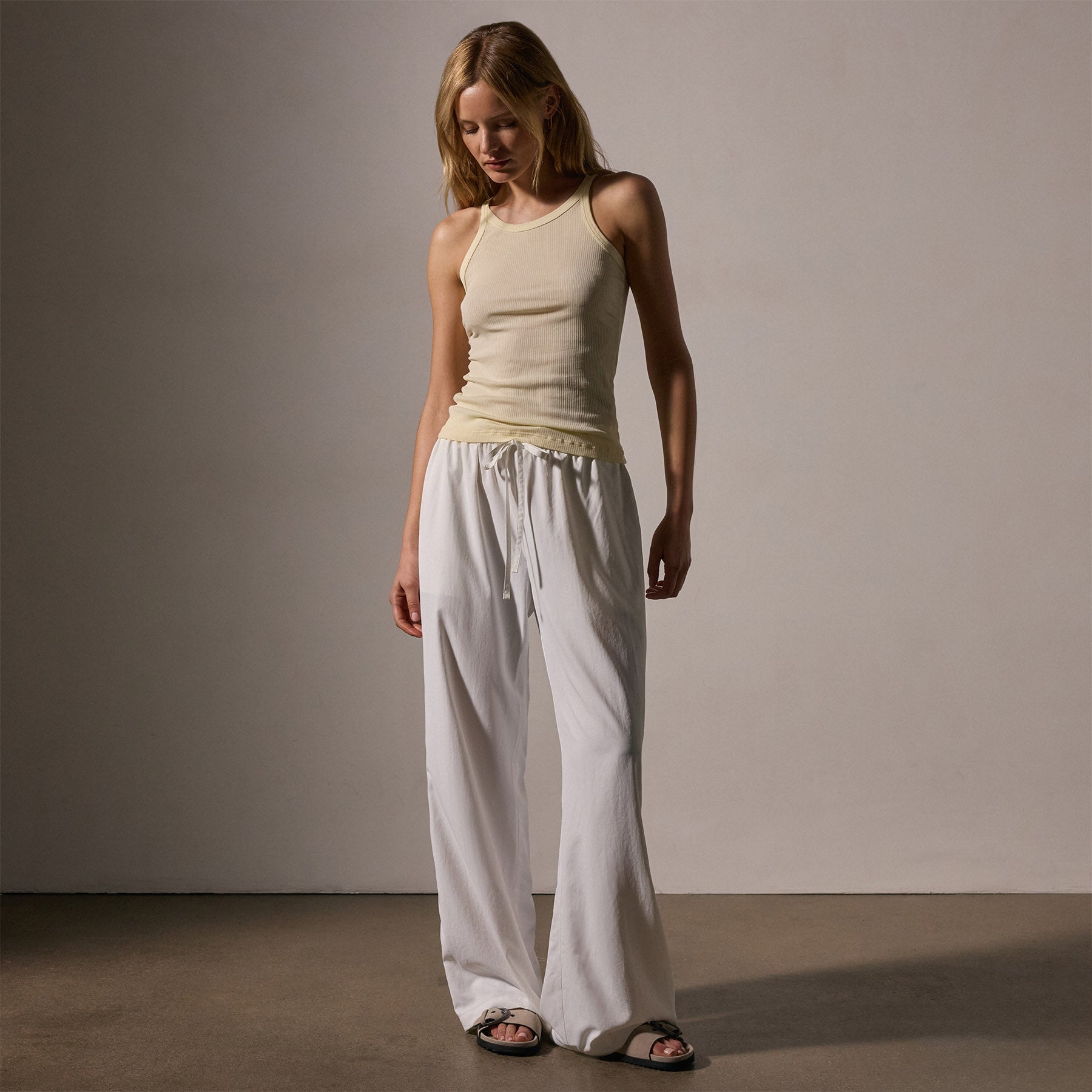 Ribbed High Neck Cami in Naples Yellow Pigment | James Perse Los Angeles