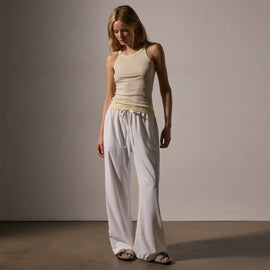 Ribbed High Neck Cami in Naples Yellow Pigment | James Perse Los Angeles