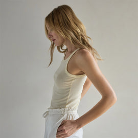 Ribbed High Neck Cami - Naples Yellow Pigment