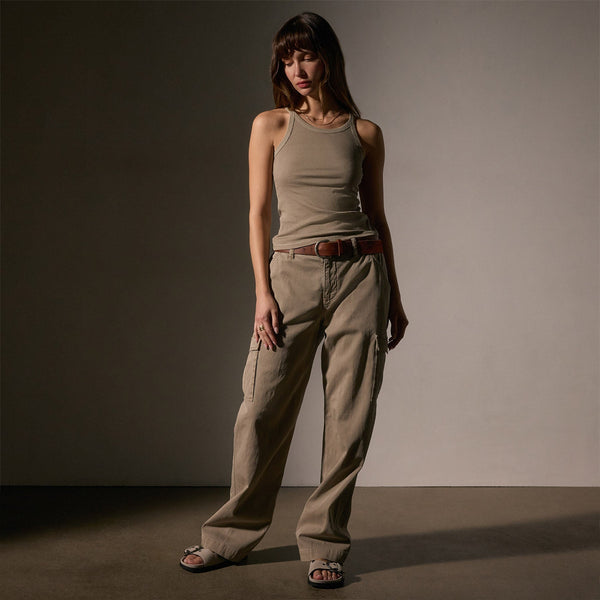 Ribbed High Neck Cami in Overcast Pigment | James Perse Los Angeles