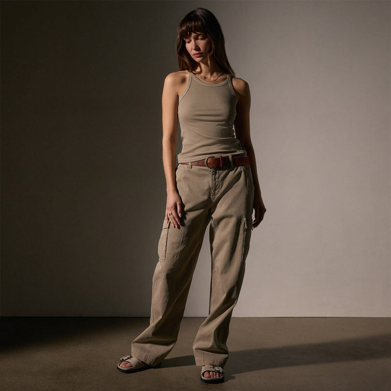 Ribbed High Neck Cami in Overcast Pigment | James Perse Los Angeles