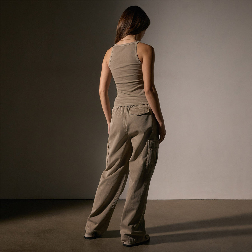 Ribbed High Neck Cami in Overcast Pigment | James Perse Los Angeles