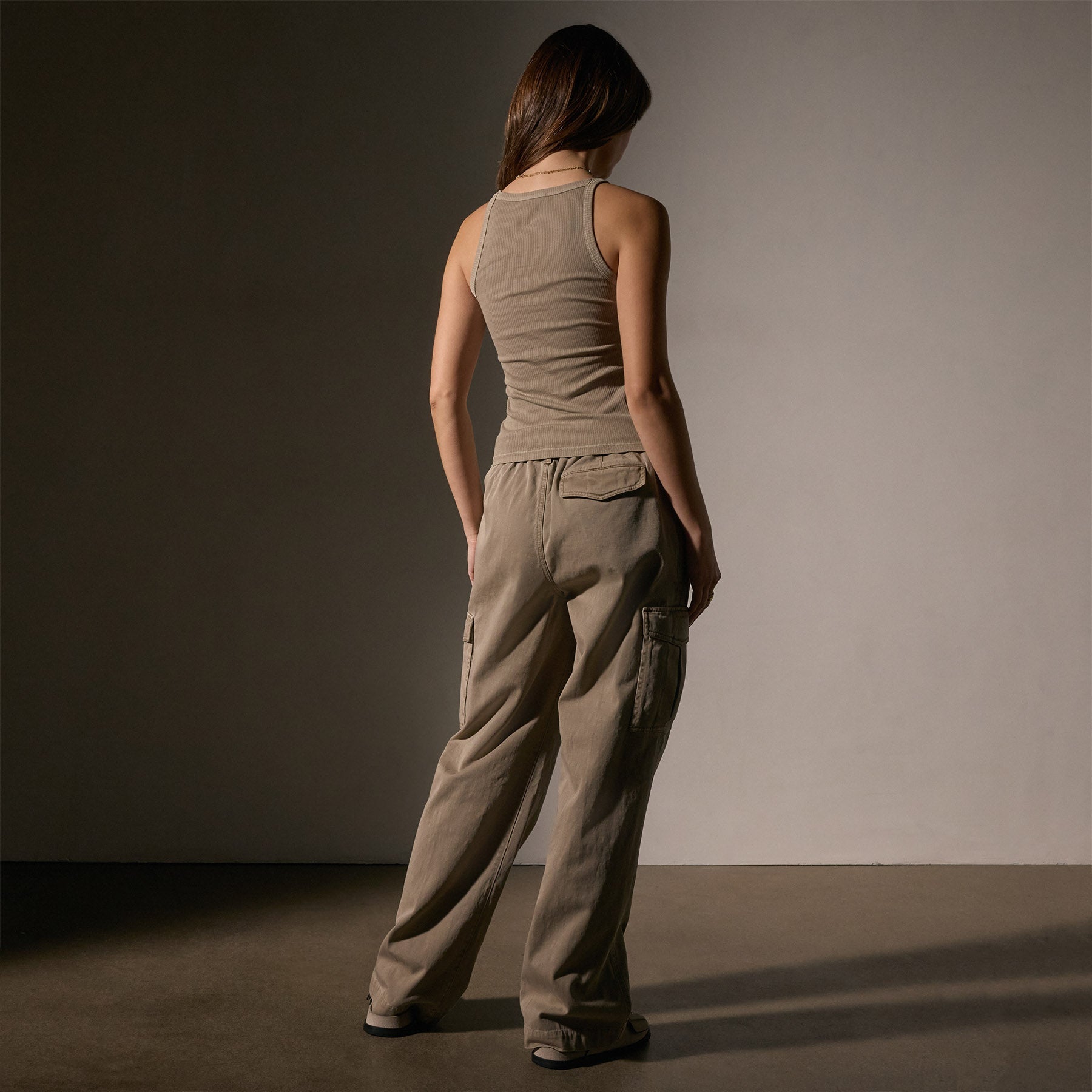 Ribbed High Neck Cami in Overcast Pigment | James Perse Los Angeles