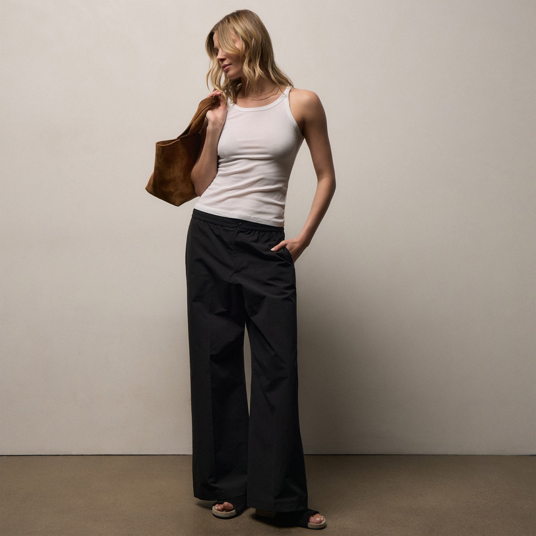 Stretch Herringbone Jumpsuit in Army Green Pigment | James Perse