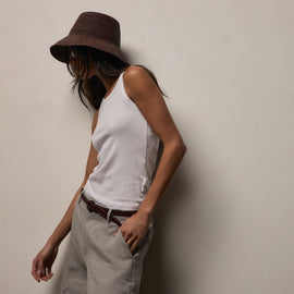 Ribbed High Neck Cami in White | James Perse Los Angeles